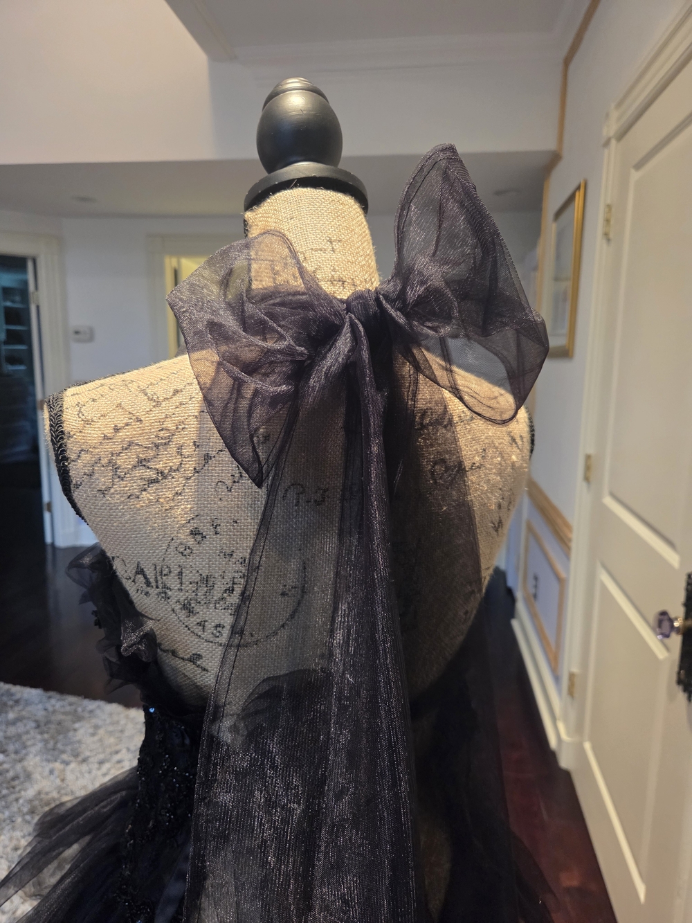 Black Tiered Tulle Evening Gown M - Picture 7 of 8